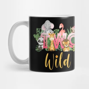 Safari Floral Zoo Animal Two Wild Girls 2nd Birthday Party Mug